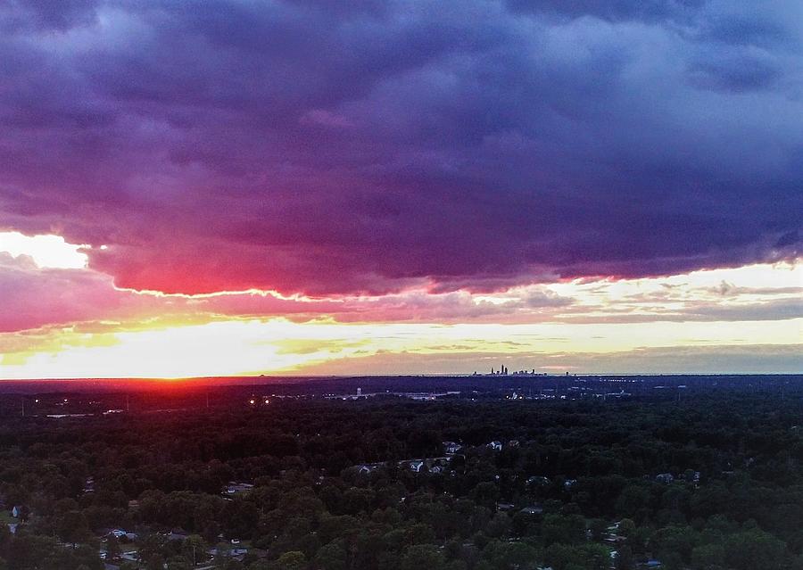 Cleveland Sunset - Drone #1 Photograph by Brad Nellis