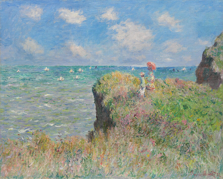 Seascape Painting - Cliff Walk at Pourville Claude Monet1882 #1 by MotionAge Designs