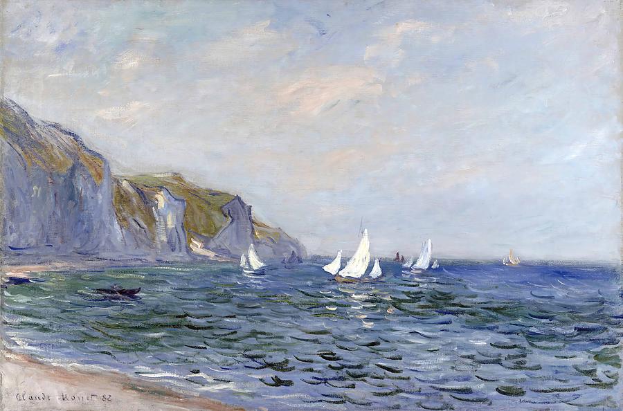 Claude Monet Painting - Cliffs and Sailboats at Pourville  #1 by Claude Monet