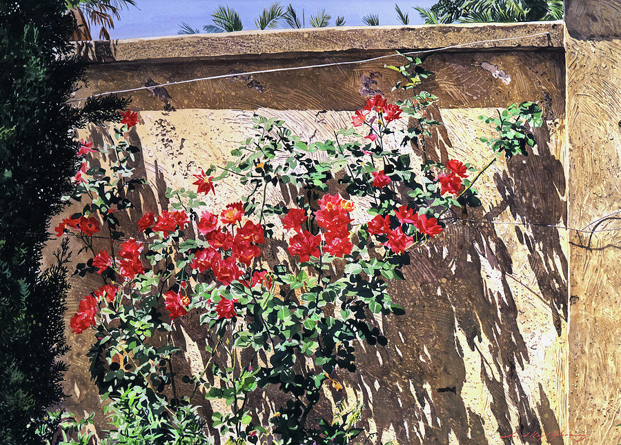 Climbing Roses Painting by David Lloyd Glover