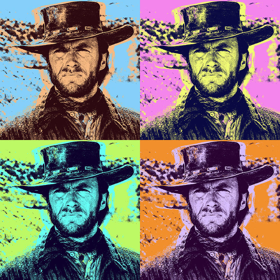 Clint Eastwood pop art #1 Mixed Media by Movie World Posters