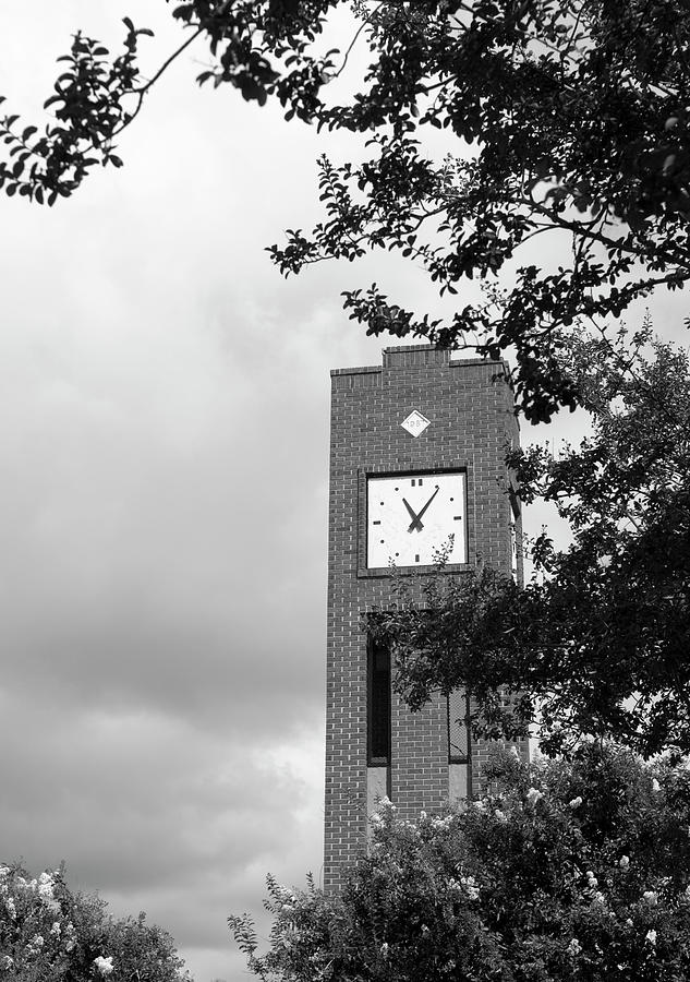 Clock Tower Simpsonville SC BW #1 Photograph by Bob Pardue