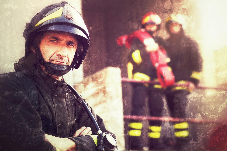 Close-up of a Firefighter #1 Photograph by SeanShot
