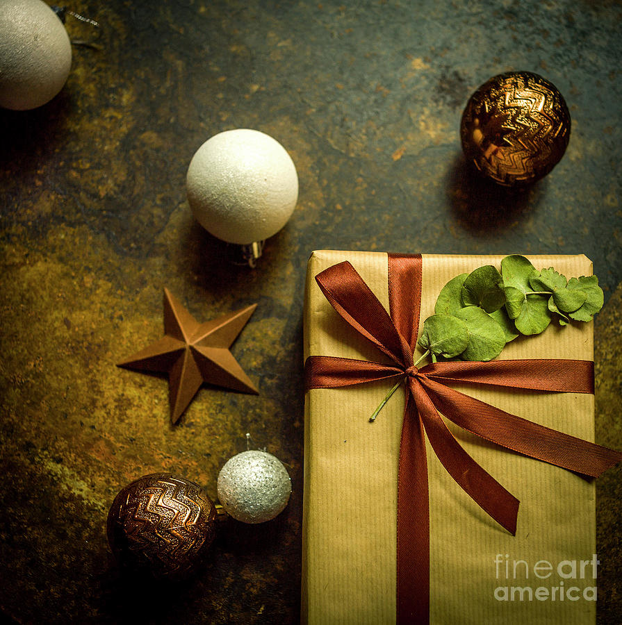 Christmas Photograph - Close-up of a gift parcel #1 by Bernard Jaubert