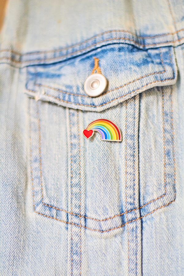 Close-up of a heart rainbow badge on denim jacket pocket #1 Photograph by Keep It 100 Close-up of a heart rainbow badge on denim jacket pocket #1 Photograph by Keep It 100
