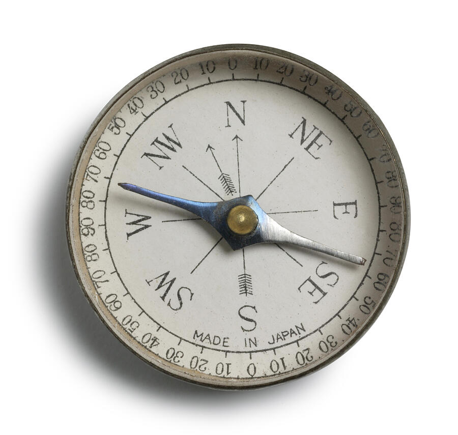 Close Up Of Antique Compass On White Background #1 Photograph by Dny59