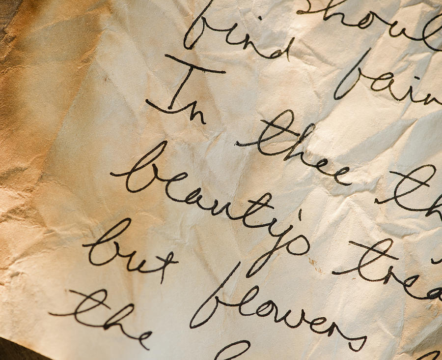 Close up of antique love letter on parchment  #1 Photograph by Jamie Grill