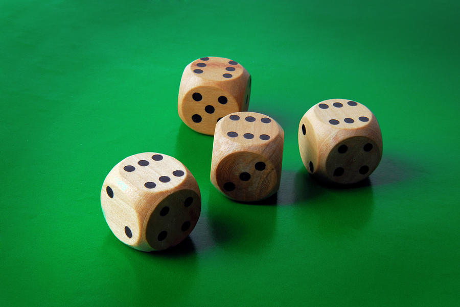 Close Up Of Dices On Green Background #1 Photograph by Severija Kirilovaite