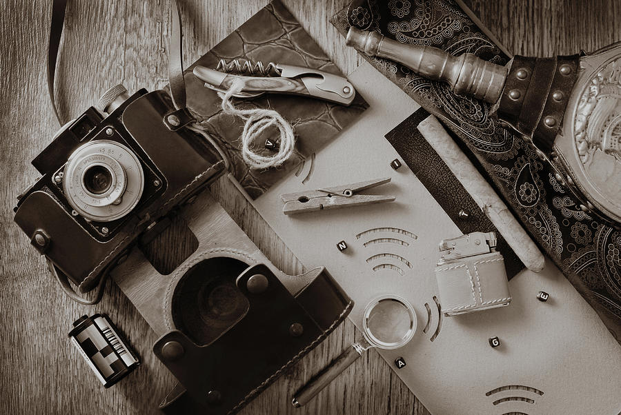 Close up of the collection of vintage style objects Photograph by Severija Kirilovaite