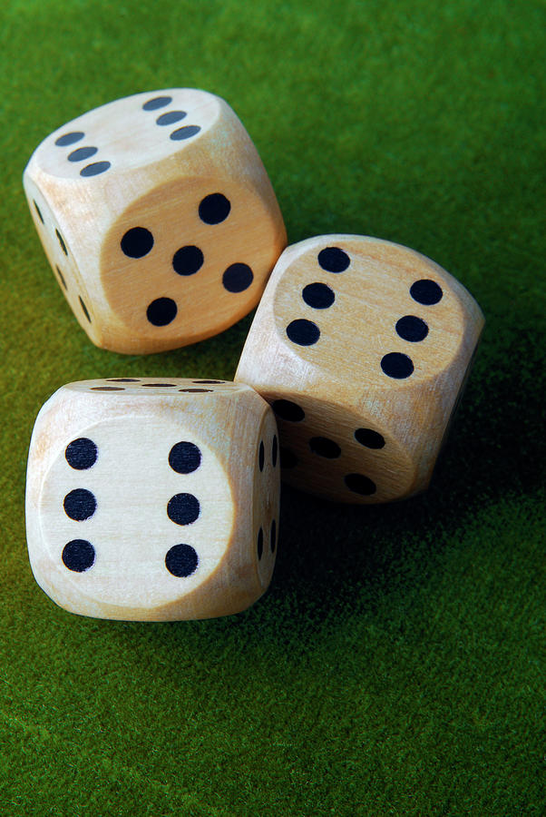 Closeup Of The Dices On Green Table #1 Photograph by Severija Kirilovaite