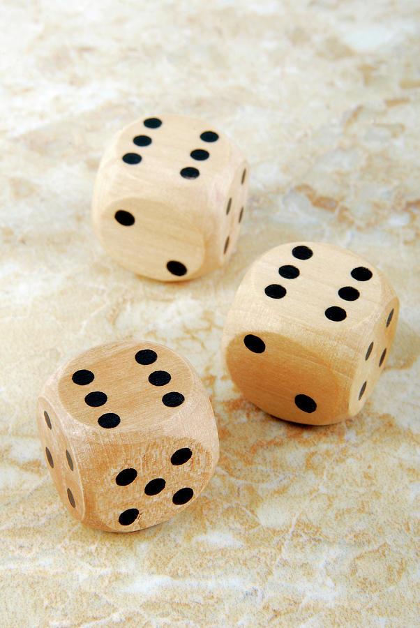 Closeup Of The Dices On Marble Stone Table #1 Photograph by Severija Kirilovaite