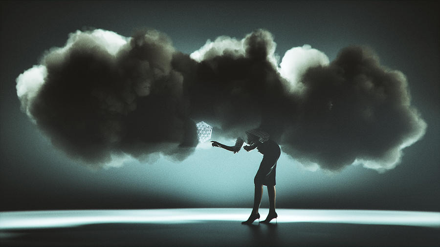 Cloud computing businesswoman conceptual image #1 Photograph by Gremlin