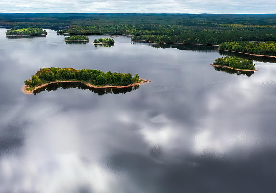 Clouds Reflecting on Lake Drone Photography #1 Photograph by Sandra Js