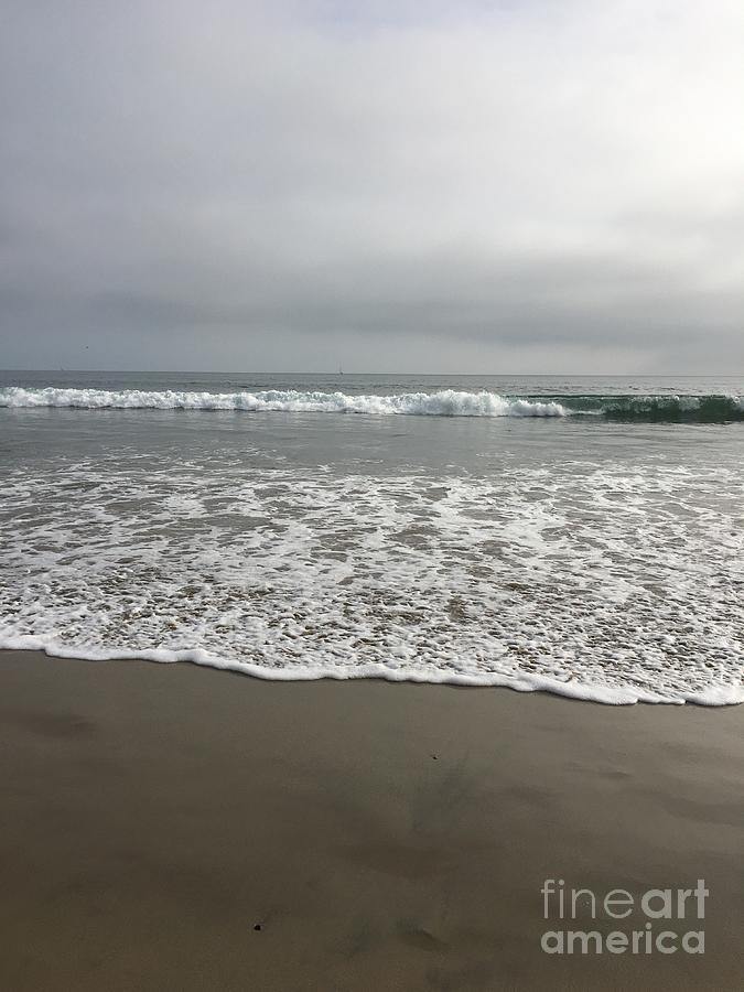 Cloudy Pacific Sunset , Santa Monica Beach, Surf, California  2020 #1 Photograph by John Shiron