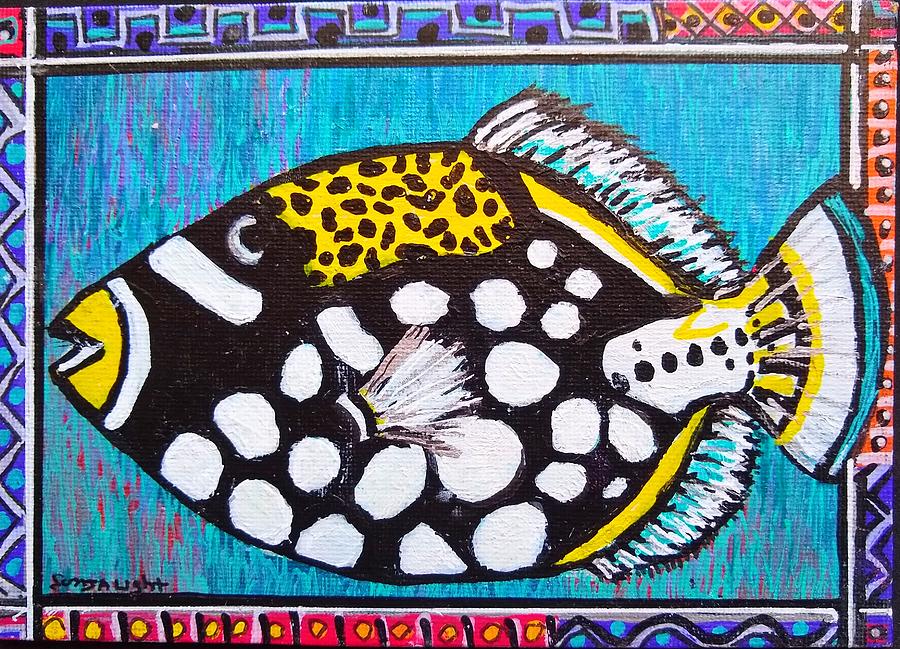 Fish Painting - Clown Triggerfish #1 by Sonja Light