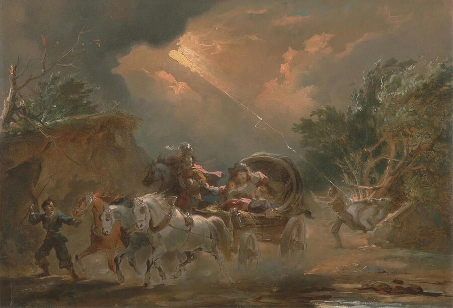 Coach in a Thunderstorm, from circa 1795 Painting by Philip James de Loutherbourg