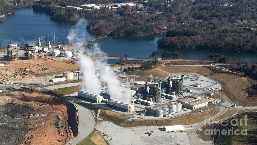 Coal Ash Pits at Duke Energy Asheville Combined Cycle Plant Aeri #1 Photograph by David Oppenheimer