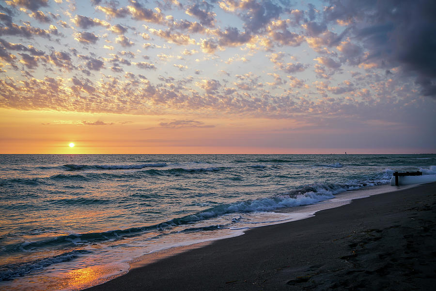 Beach Photograph - Cobblestone Cloud-Filled Sunset by Ric Schafer