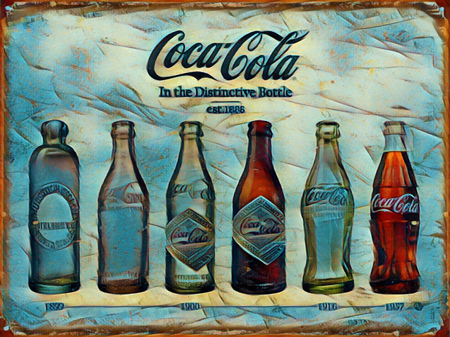 Coca-Cola Bottle Evolution Vintage Sign 2 #1 Painting by Tony Rubino