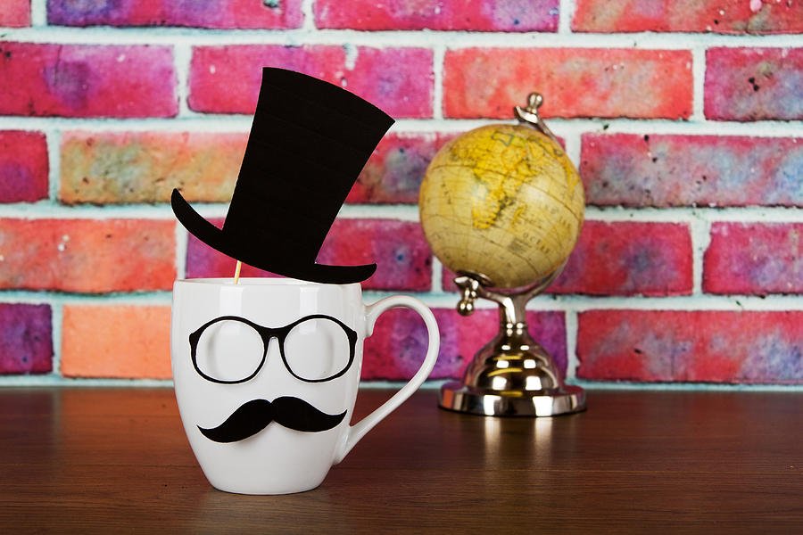Coffee cup with a black hipster mustache #1 Photograph by Christopherhall