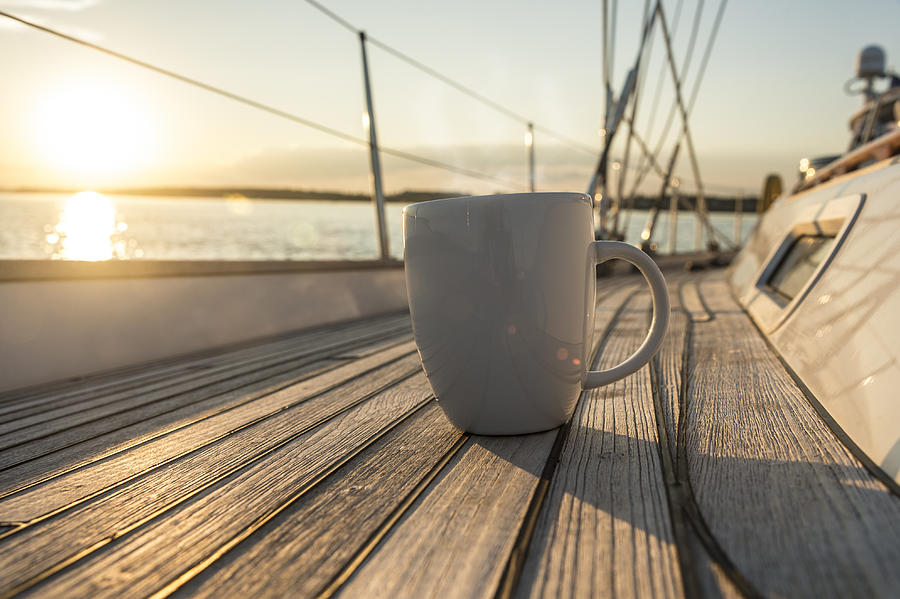 Coffee or tea cup on 62 foot sailboat #1 Photograph by Gary S Chapman