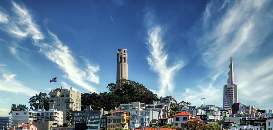 San Francisco Photograph - Coit Tower And Transamerica Pyramid - San Franciso #1 by Mountain Dreams