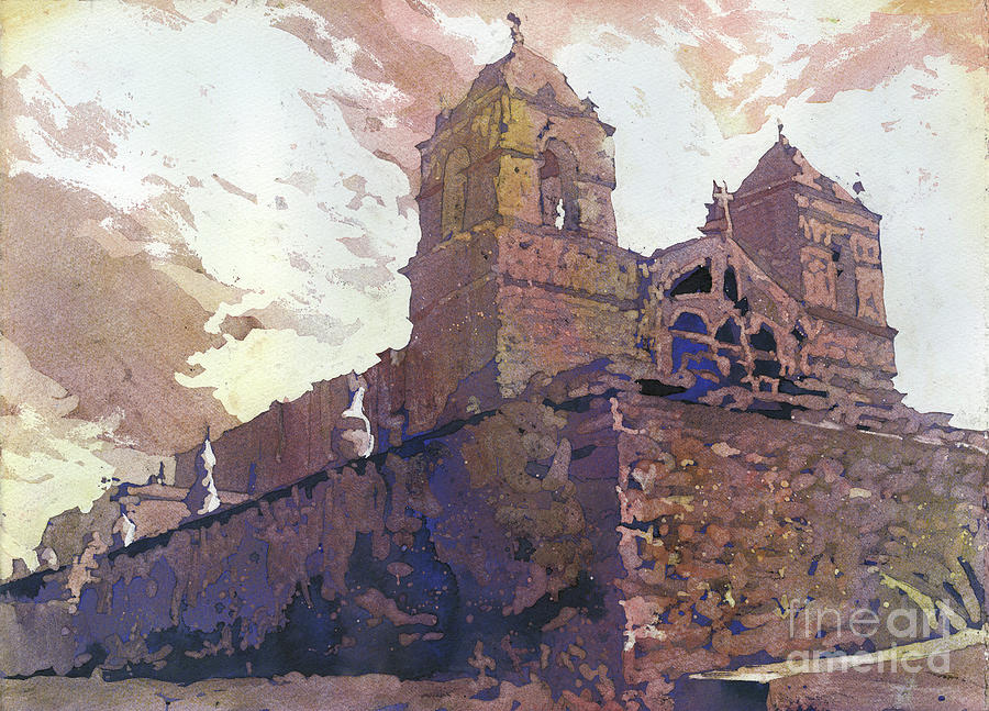 Colca Canyon Church- Peru #1 Painting by Ryan Fox
