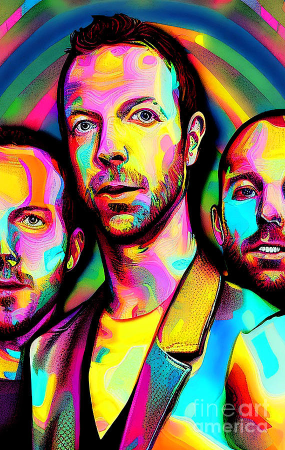 Coldplay Band Singer Portrait Digital Art Mixed Media by Lisa Von ...