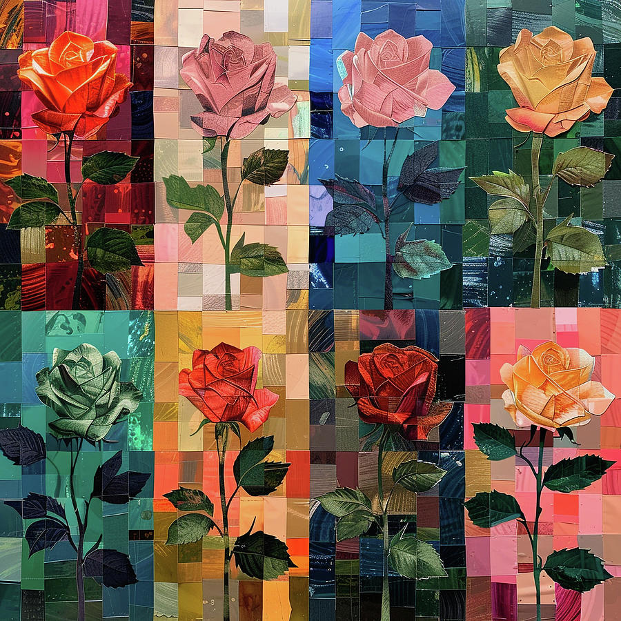 Collage Of Roses Painting