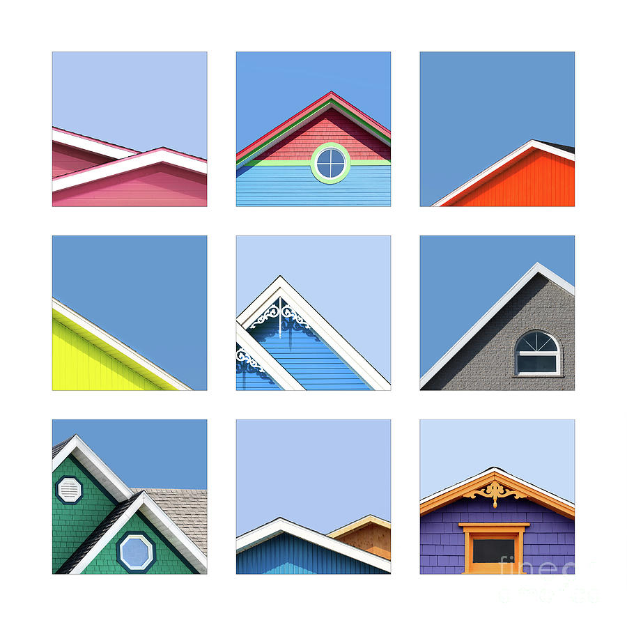 Architecture Photograph - Collage of the rooftops of the Magdalen Islands #1 by Jane Rix