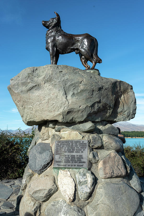 stone collie statue