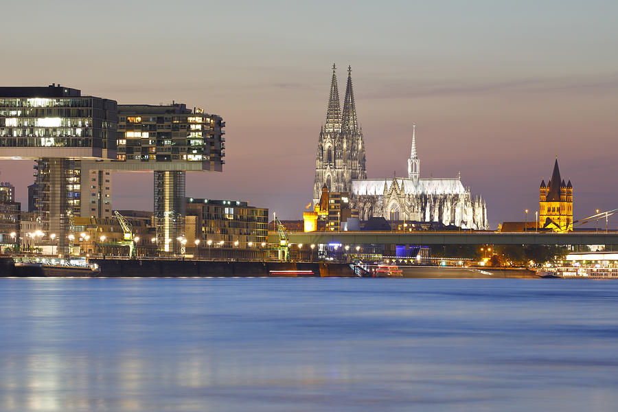 Cologne Cathedral and Crane Buildings, Cologne, Germany #1 Photograph by Horstgerlach