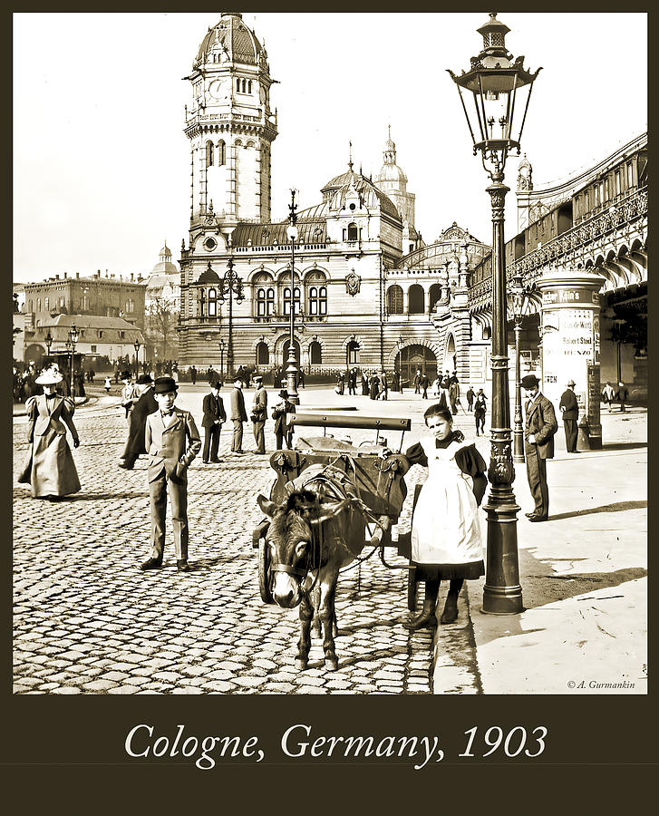 Cologne, Germany Street Scene, 1903, Vintage Photograph #1 Photograph by A Macarthur Gurmankin