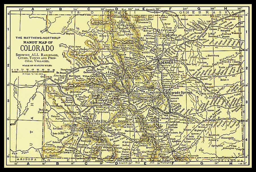 Colorado Antique Map 1891 #1 Photograph by Phil Cardamone