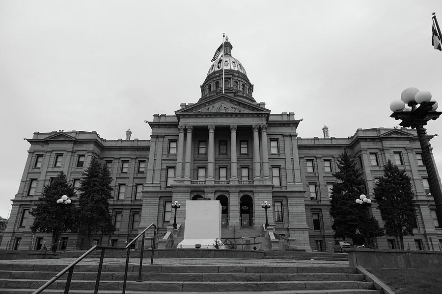 Colorado state capitol building in Denver Colorado in black and white #1 Photograph by Eldon McGraw