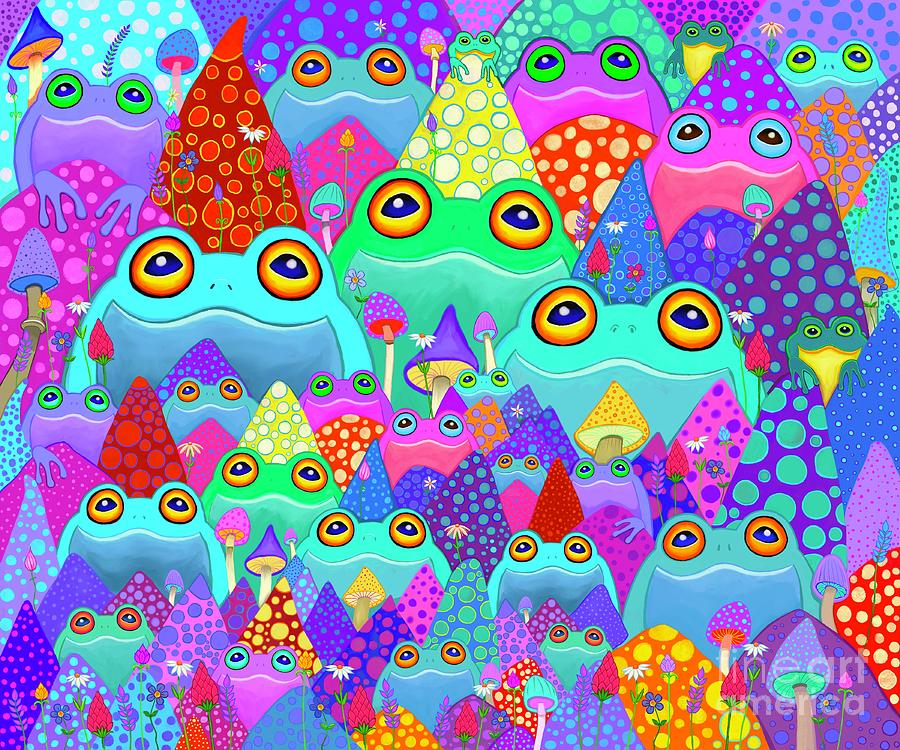 Colorful Frogs and Mushrooms  #1 Digital Art by Nick Gustafson