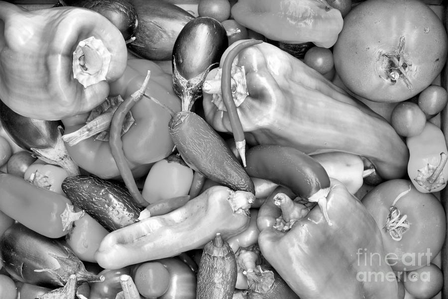 Colorful Garden Harvest Mix Black And White Photograph by Adam Jewell