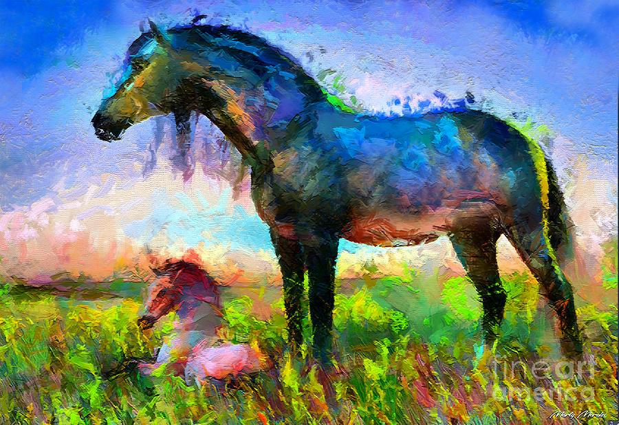 Colorful Horses V1 #1 Mixed Media by Martys Royal Art