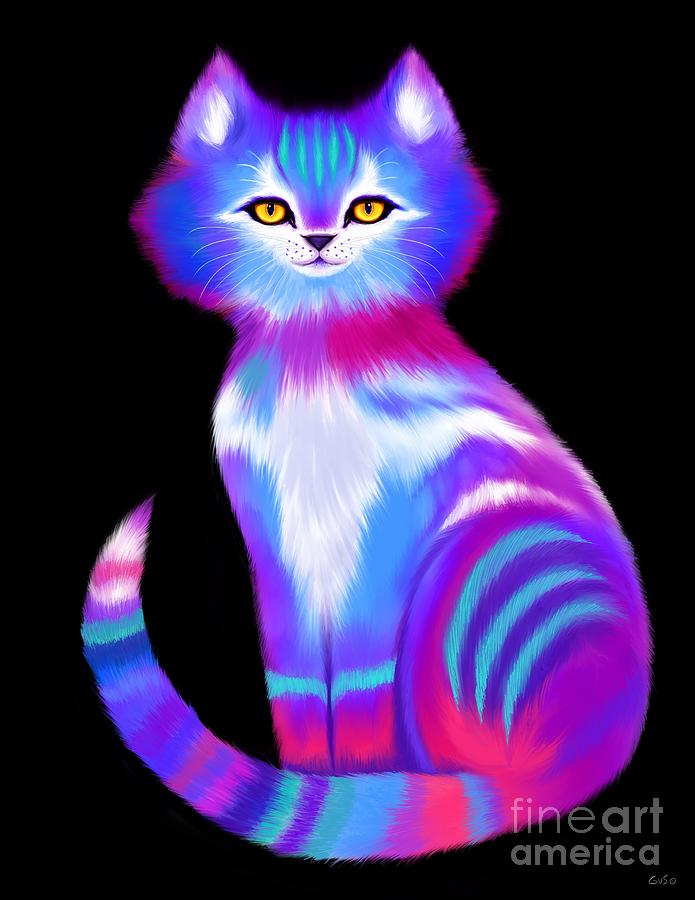 Colorful Kitty Cat Digital Art