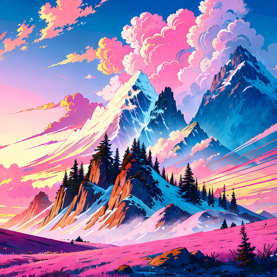 Colorful mountains digital art Digital Art by Mihai B - Fine Art America