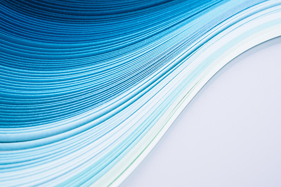 Colorful Paper Stripes Wave Shape, Blue Color #1 Photograph by MirageC