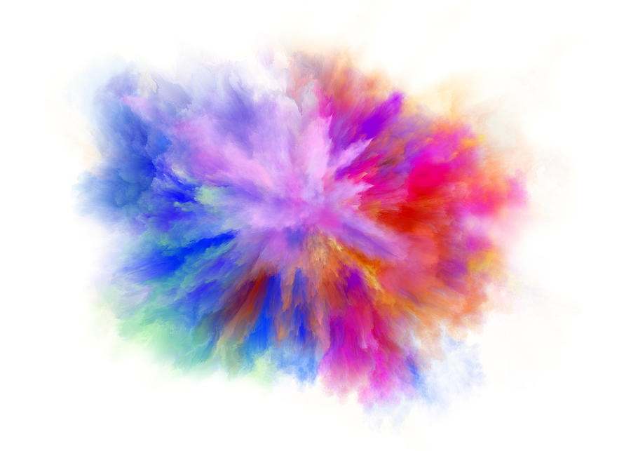 Colorful Rainbow Holi Paint Color Powder Explosion Isolated White Background #1 Drawing by Pobytov