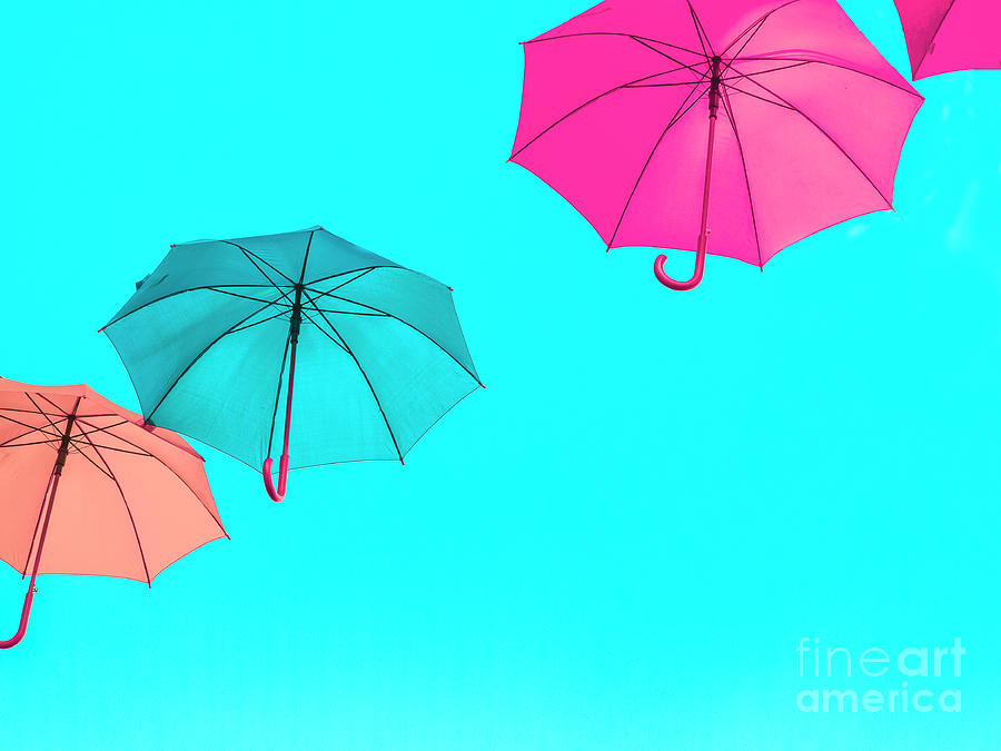 Colorful Umbrellas In The Sky Photograph