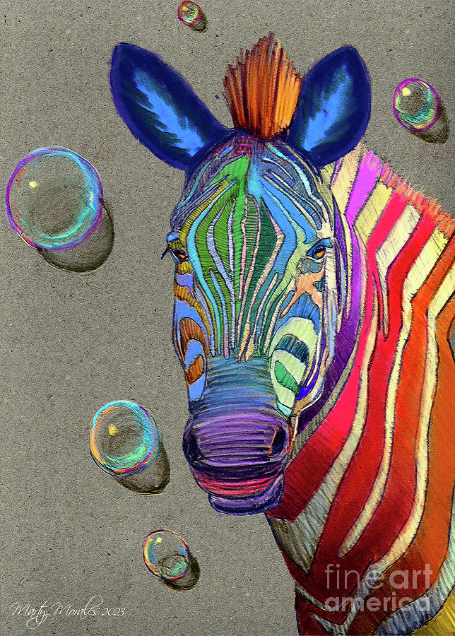 Colorful Zebras V2 #1 Mixed Media by Martys Royal Art