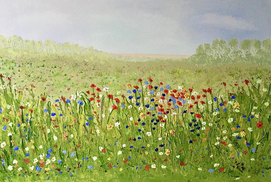 Colourful Meadow  #1 Painting by Barbara Magor