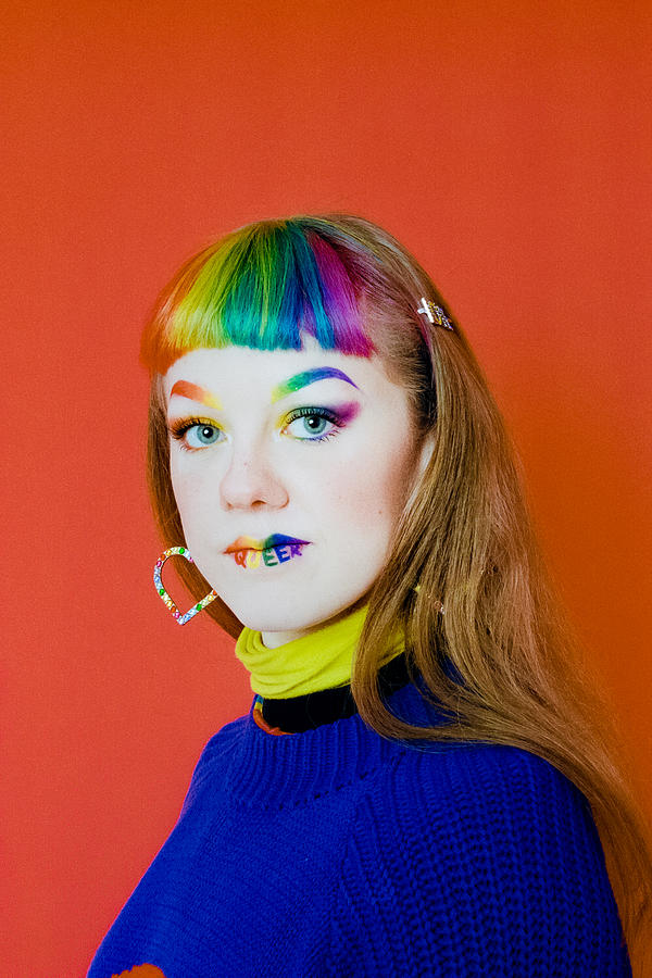 Colourful studio portrait of a young lgbtq+ individual #1 Photograph by Poppy Marriott