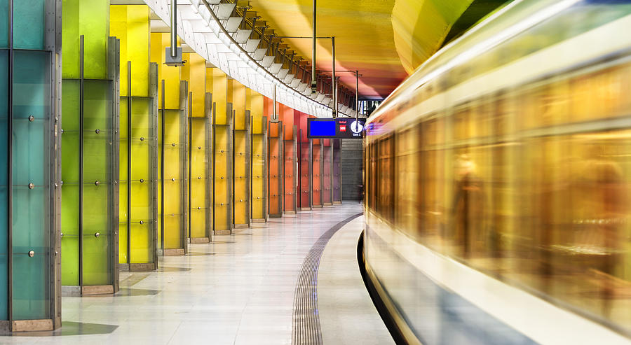 Colourful subway station in Munich Germany #1 Photograph by Grafissimo