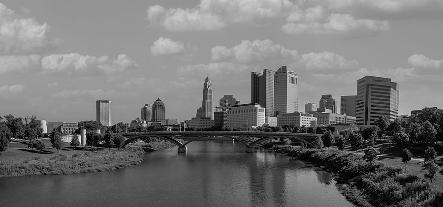 Columbus Ohio skyline in black and white #1 Photograph by Eldon McGraw