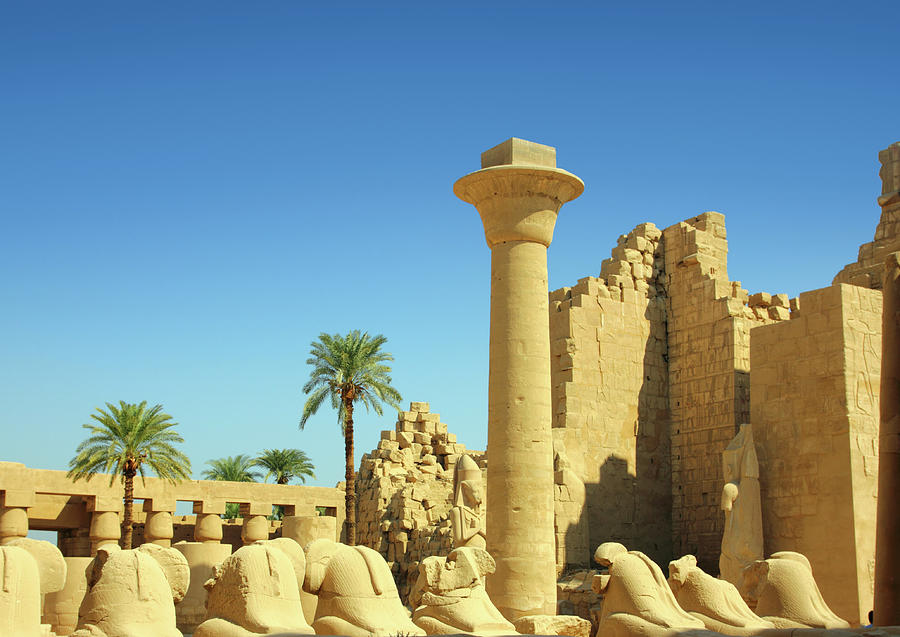 Column And Statues Of Sphinx In Karnak Temple #1 Photograph by Mikhail Kokhanchikov