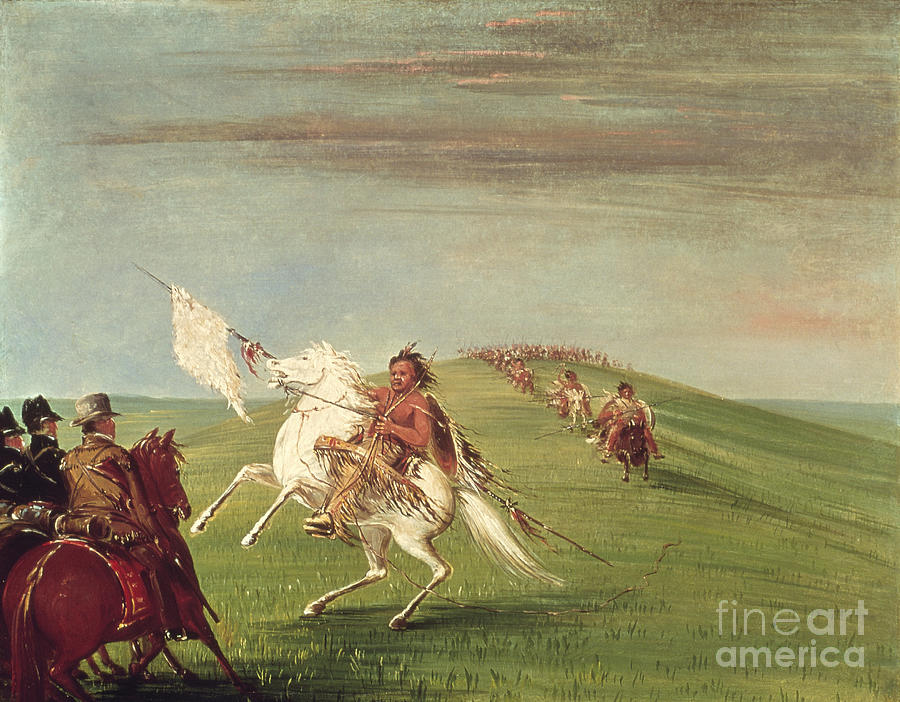 Comanche meeting the Dragoons #1 Painting by George Catlin